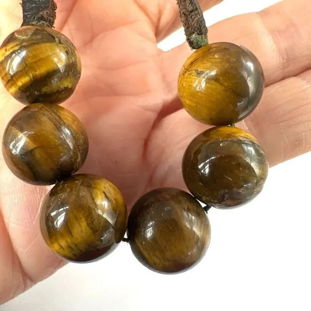 Tigers eye necklace on leather cord tigers eye